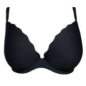 Wacoal B.tempt'd Push Up Bra 36DD Black Convertible Underwire Scalloped Leopard